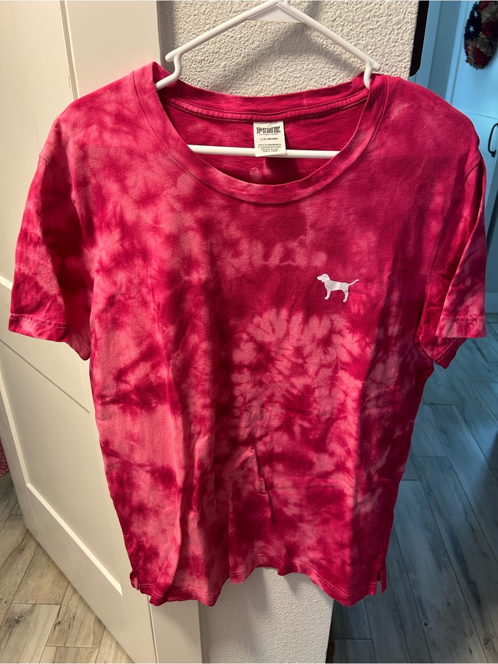 PINK Victoria's Secret Fuchsia Tie-Dye Short Sleeve Tee